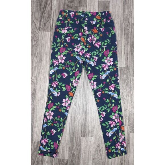 Time And Tru Womens Size XS (0-2) Birds Floral Skinny Pull On Cropped Pants - Picture 2 of 10
